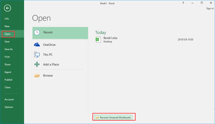 recuperare un file Excel dalla cartella temporanea
