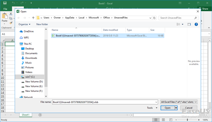 recuperare un file Excel dalla cartella temporanea