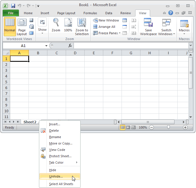 Schede di Excel no mostrando 5