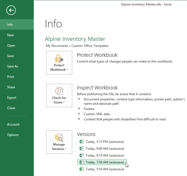 recuperare file Excel È stato salvato over