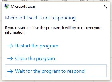 Excel non risponde