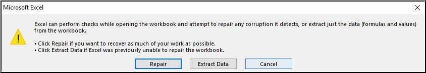 Ripara il file Excel danneggiato 3