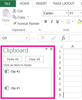 Cancella gli Appunti di Excel 2