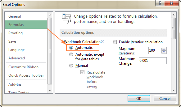 Come Per Fissare formula Excel non aggiornamento automaticamente 1