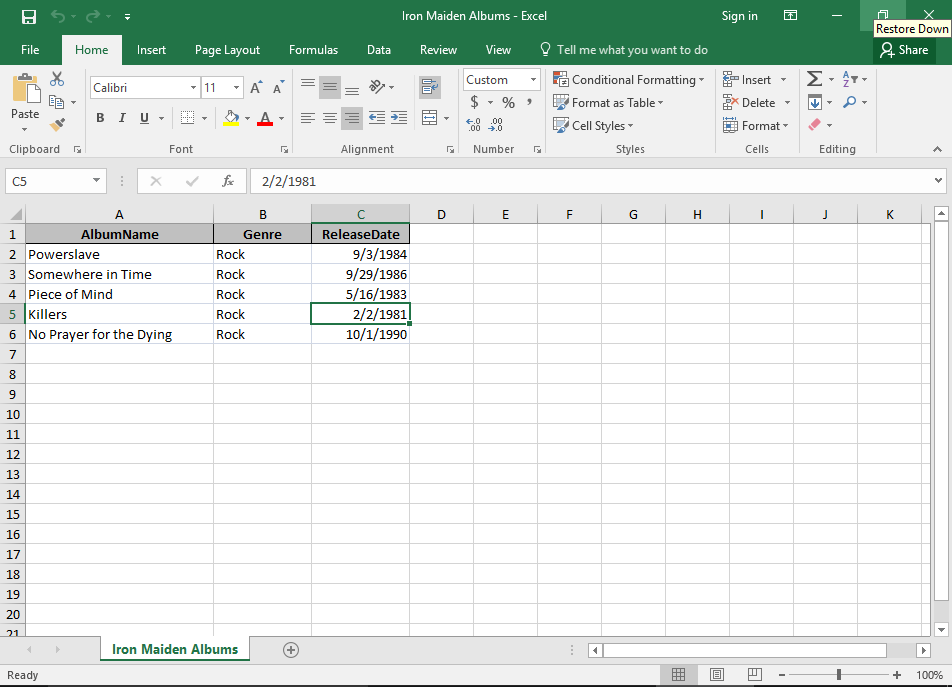 Visualizza il file esportato