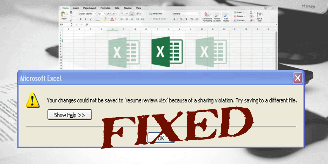 Errore di violazione della condivisione di Excel,
