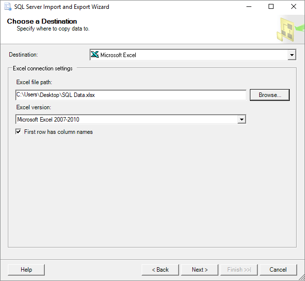 Esportazione dati SQL Per Excel 3