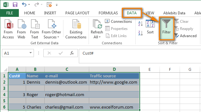  elimina blank filari di Excel 10