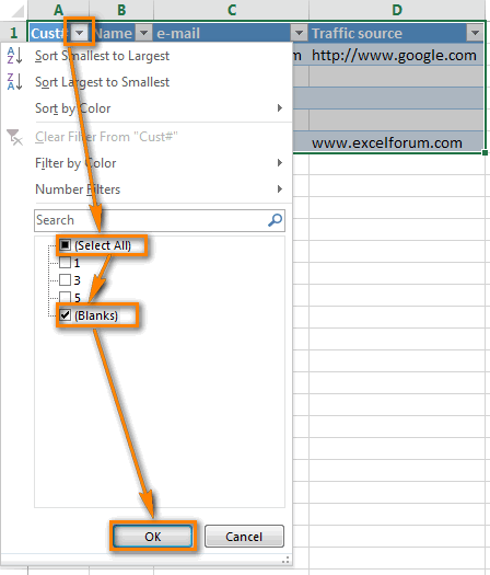  elimina blank filari di Excel 11
