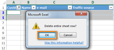  elimina blank filari di Excel 14