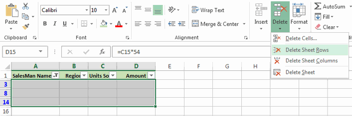  elimina blank filari di Excel 19
