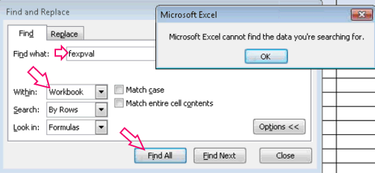 Excel che non funziona con Trova e sostituisci problema