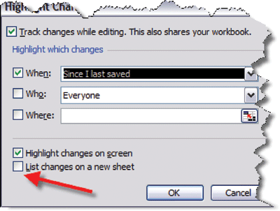 Excel tiene traccia delle modifiche grigio out 9