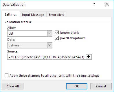 creare elenco a discesa in Excel 11