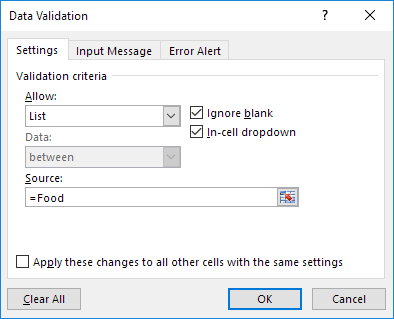 creare elenco a discesa in Excel 19