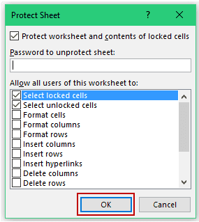 bloccare le celle in Excel 11
