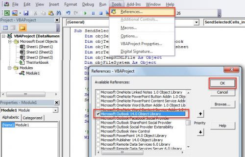 Invia intervallo di celle utilizzando il codice VBA 1