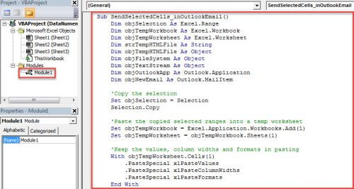 Invia intervallo di celle utilizzando il codice VBA 2