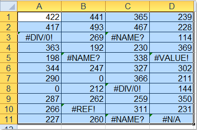 nascondere gli errori in Excel 10