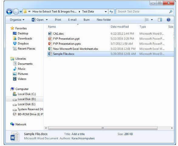 Estrai le immagini Utilizzando L'estensione del file 1