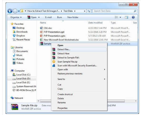 Estrai le immagini Utilizzando L'estensione del file 4