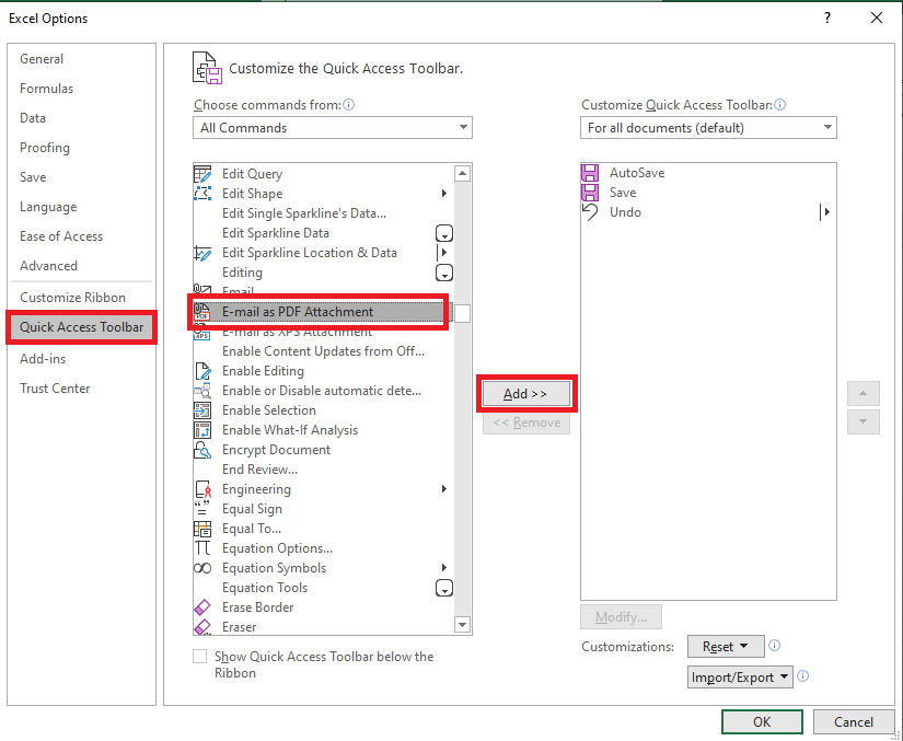 problema del salvataggio in PDF mancante in Excel