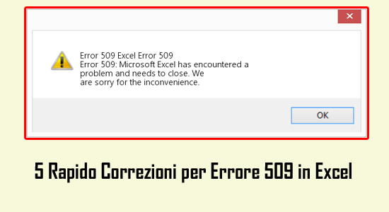 Errore 509 in Excel