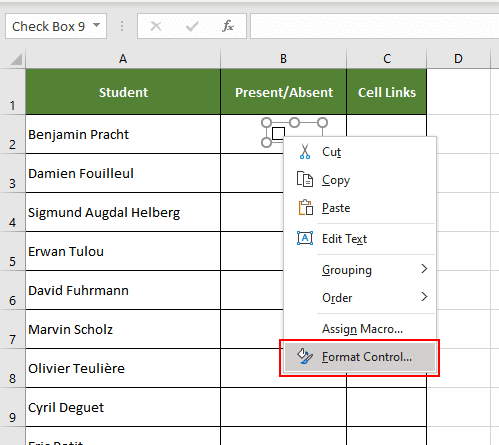 come inserire la casella di controllo in Excel 2010