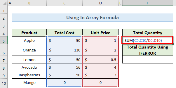 Come utilizzare IFERROR in Excel