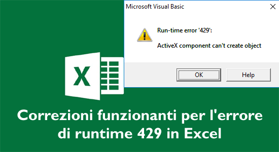 l'errore di runtime 429 in Excel