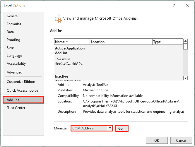 Impostazioni macro di Excel Greyed Out