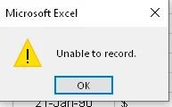 Risoluzione dell'errore "Unable to Record la macro in Excel"