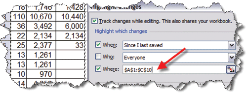 funzione Track Changes di Excel è disattivata