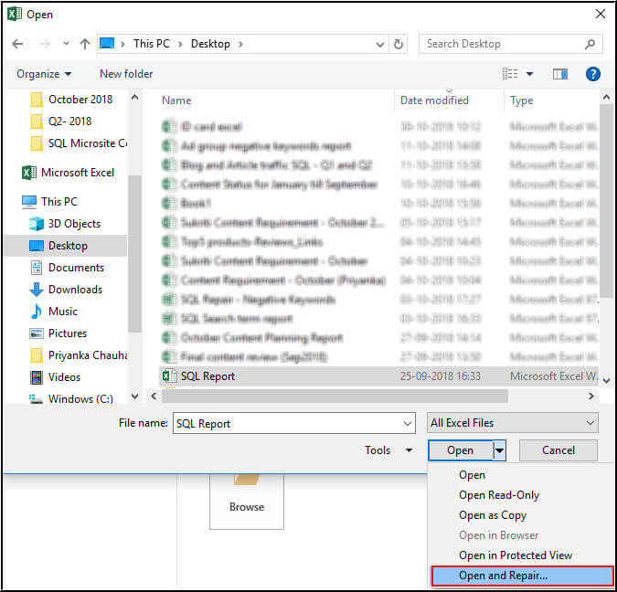 errore nello script di questa pagina in Excel