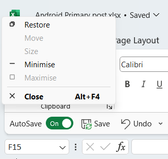 Il foglio Excel non si muove su e giù
