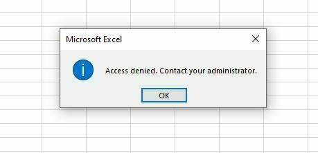 risolvere Access Denied Contact Your Administrator in Excel