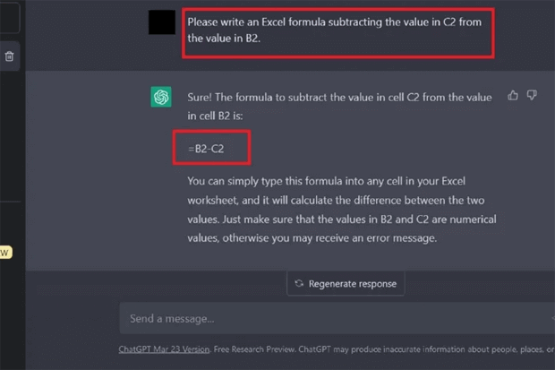 usare ChatGPT per scrivere formule di Excel