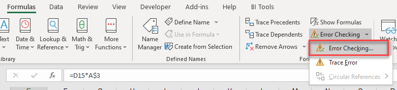 La formula digitata contiene un errore in Excel