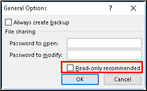 rimuovere la sola lettura da Excel