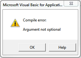Excel Compile Error Argument Not Optional CORREZIONE