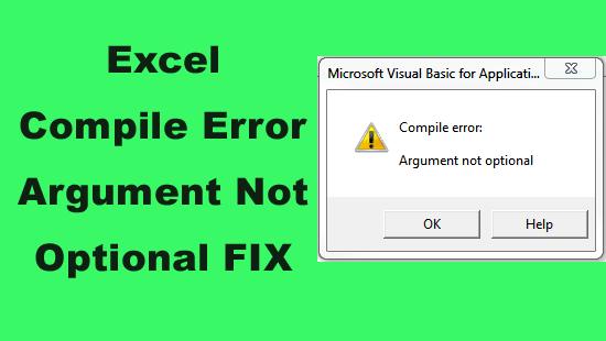 Excel Compile Error Argument Not Optional CORREZIONE