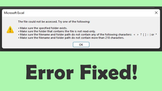 Microsoft Excel: The file could not be accessed