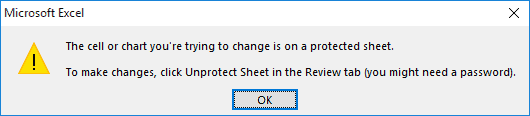 the Cell or Chart You Are Trying to Change Is on A Protected Sheet
